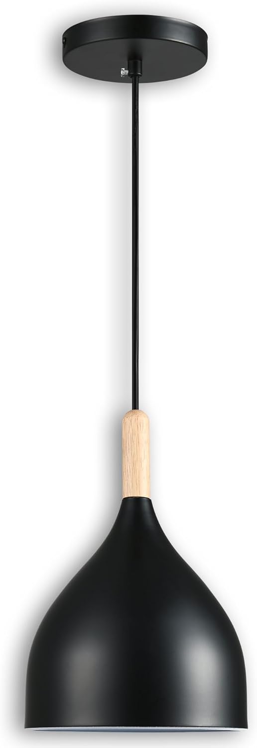 Adjustable Modern Beige Pendant Light — 6.6" — Carbon Black