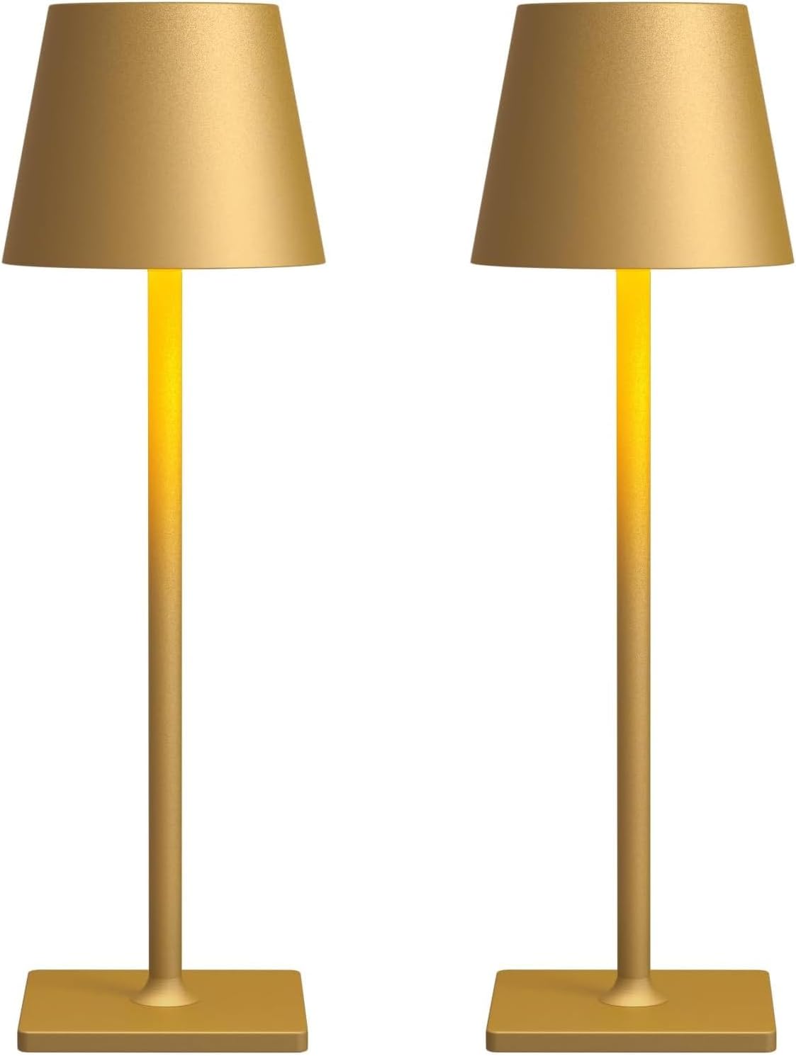 Cordless Black Desk Lamp — Set of 2 — Gold Cordless Lamps Set of 2