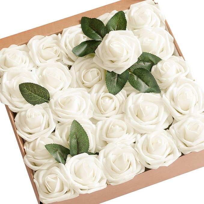 Luxe Beige Artificial Flowers — 3" — Wht- Ivory