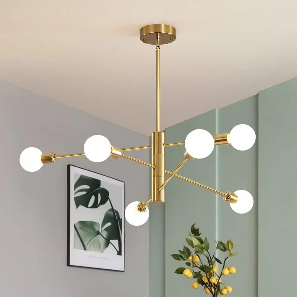 Farmhouse Black Chandelier — 6-Light — Gold