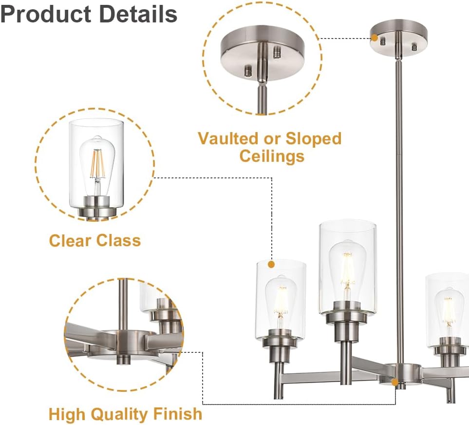 Modern Black Chandelier — 4-Light - View 7