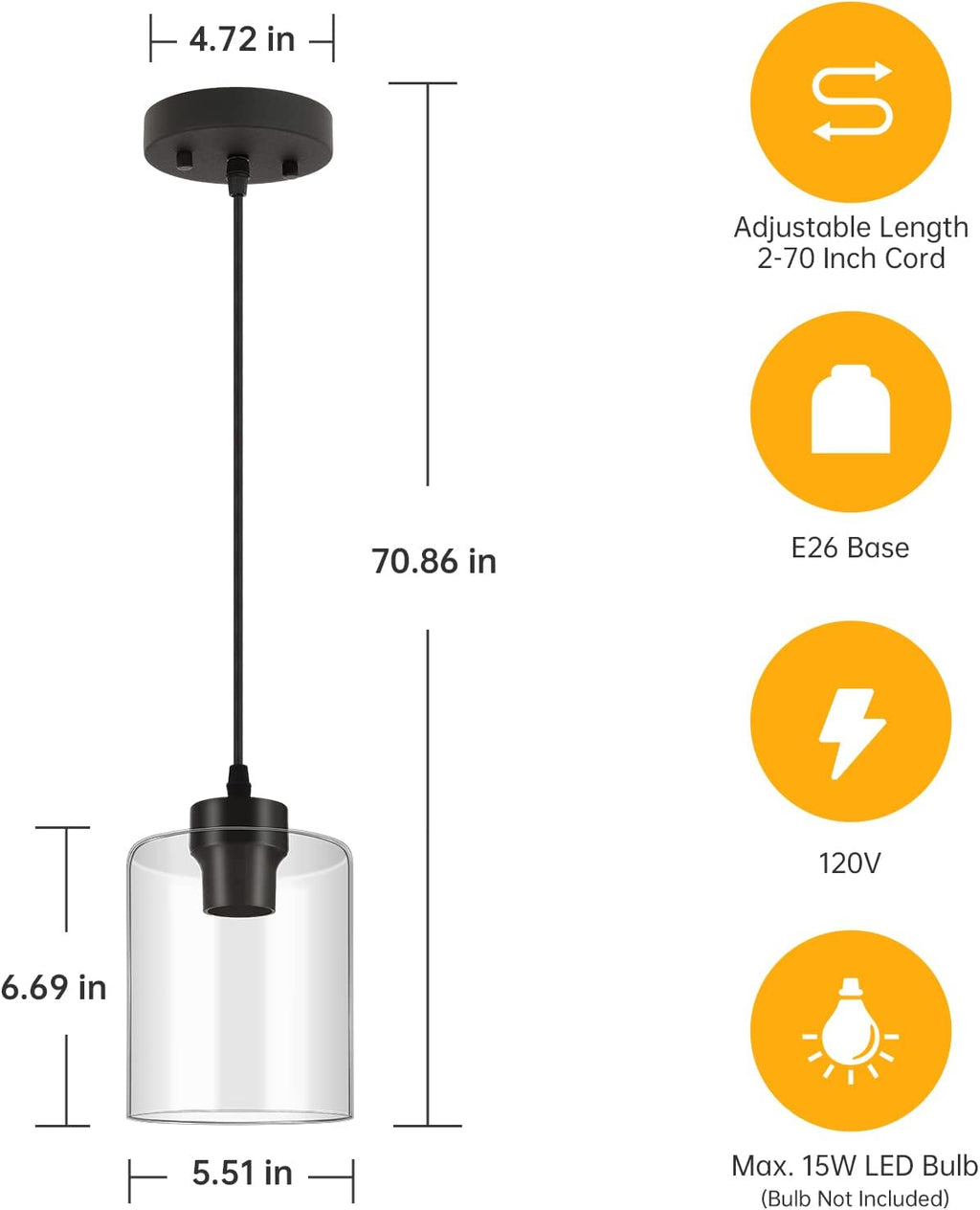 Farmhouse Metal Pendant Light - View 2
