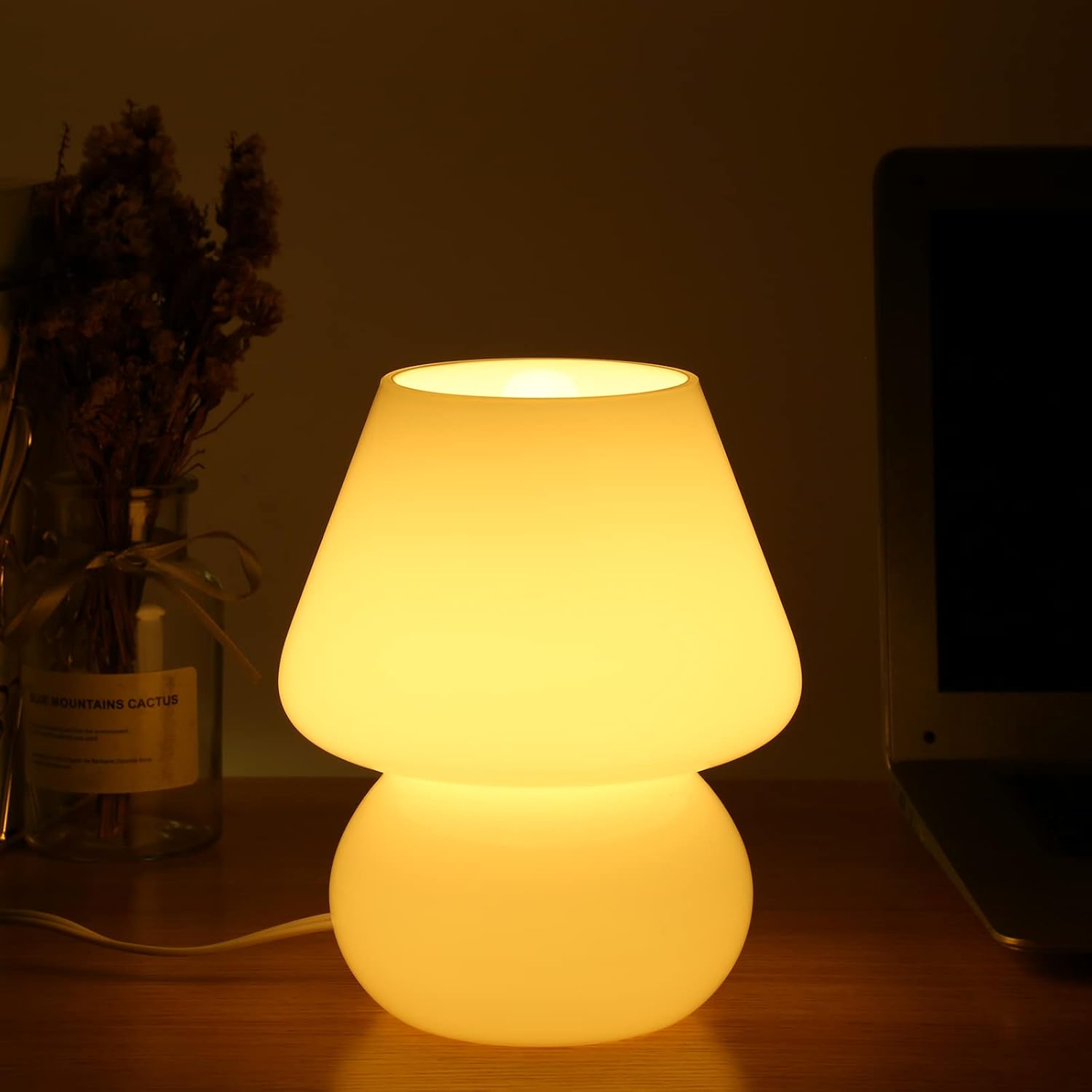 Vintage Blue Table Lamp — Matte White