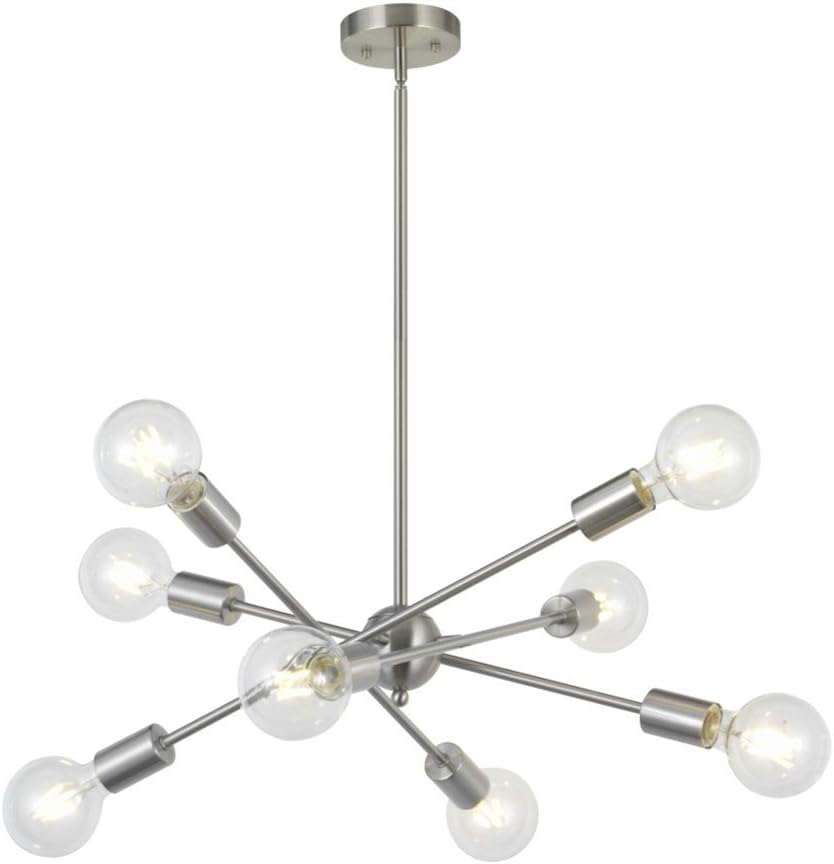 Adjustable Farmhouse Black Chandelier — Brushed Nickel