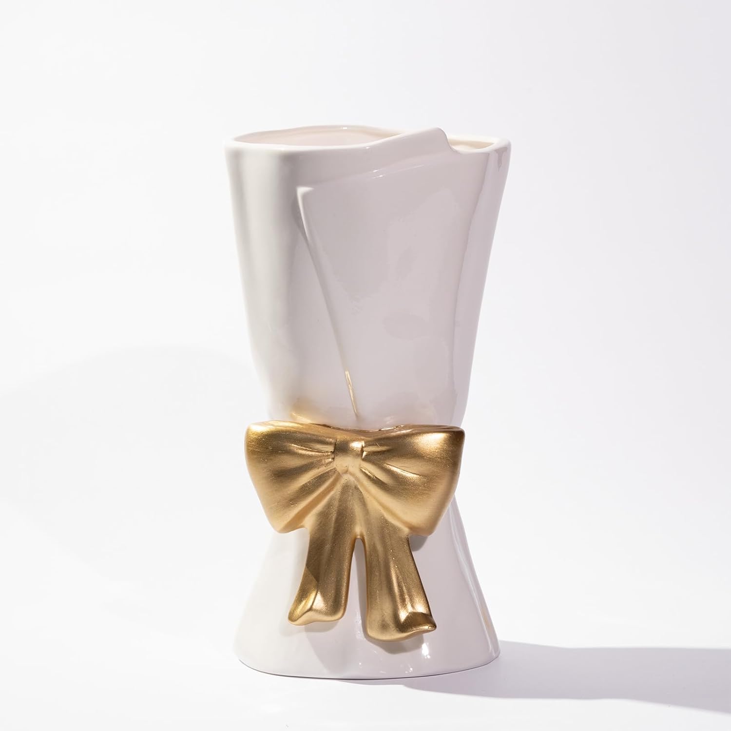 Beige Flower Vase — White-gold