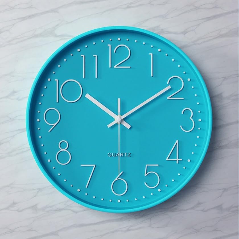 Battery Operated Modern Blue Wall Clock — Lake Blue