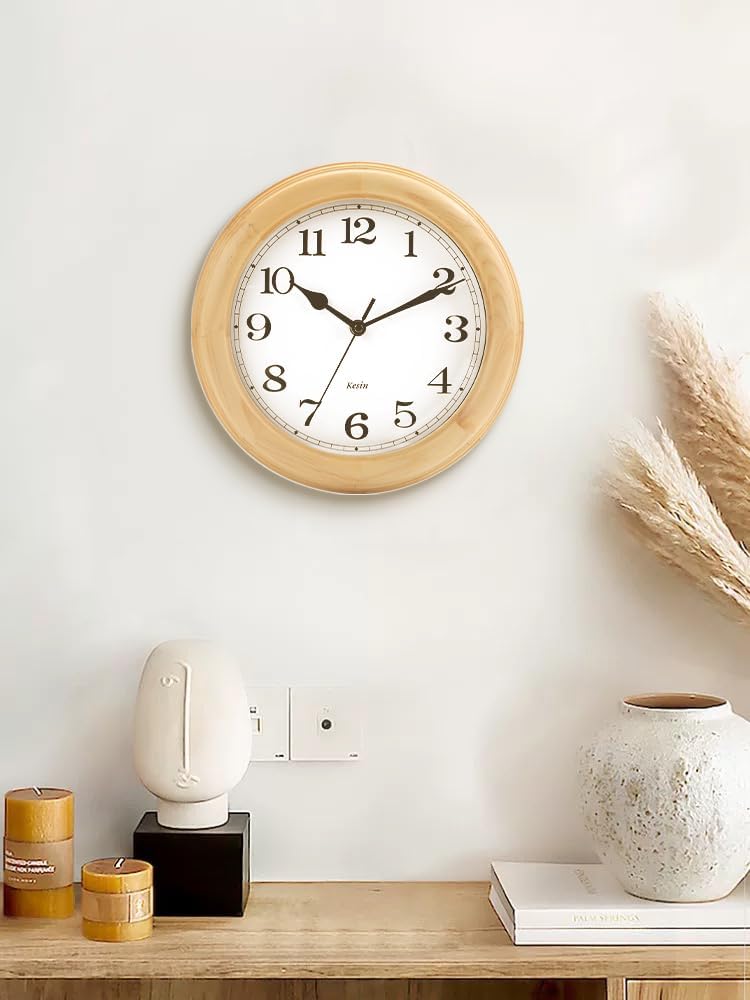 Battery Operated Modern Beige Wall Clock — 14" - View 7