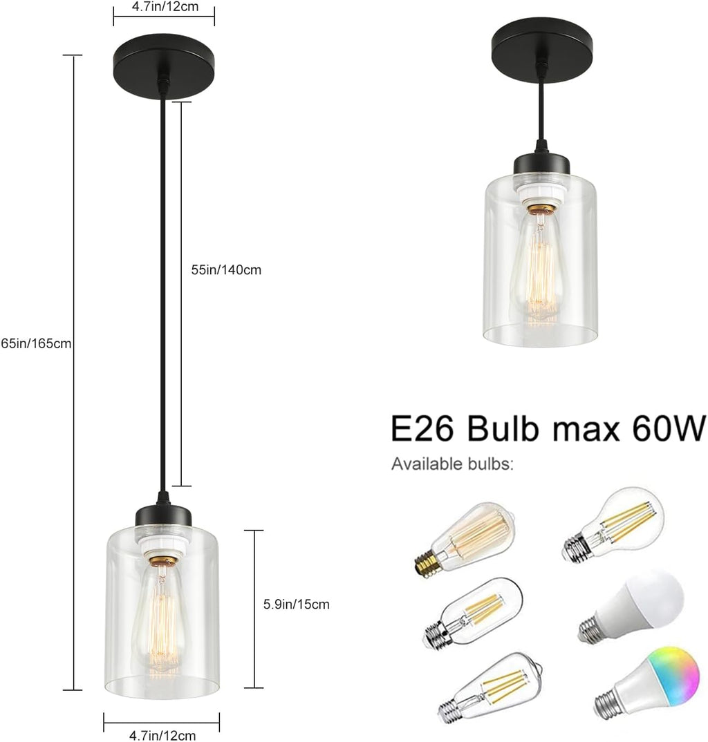 Adjustable Farmhouse Black Pendant Light - View 5