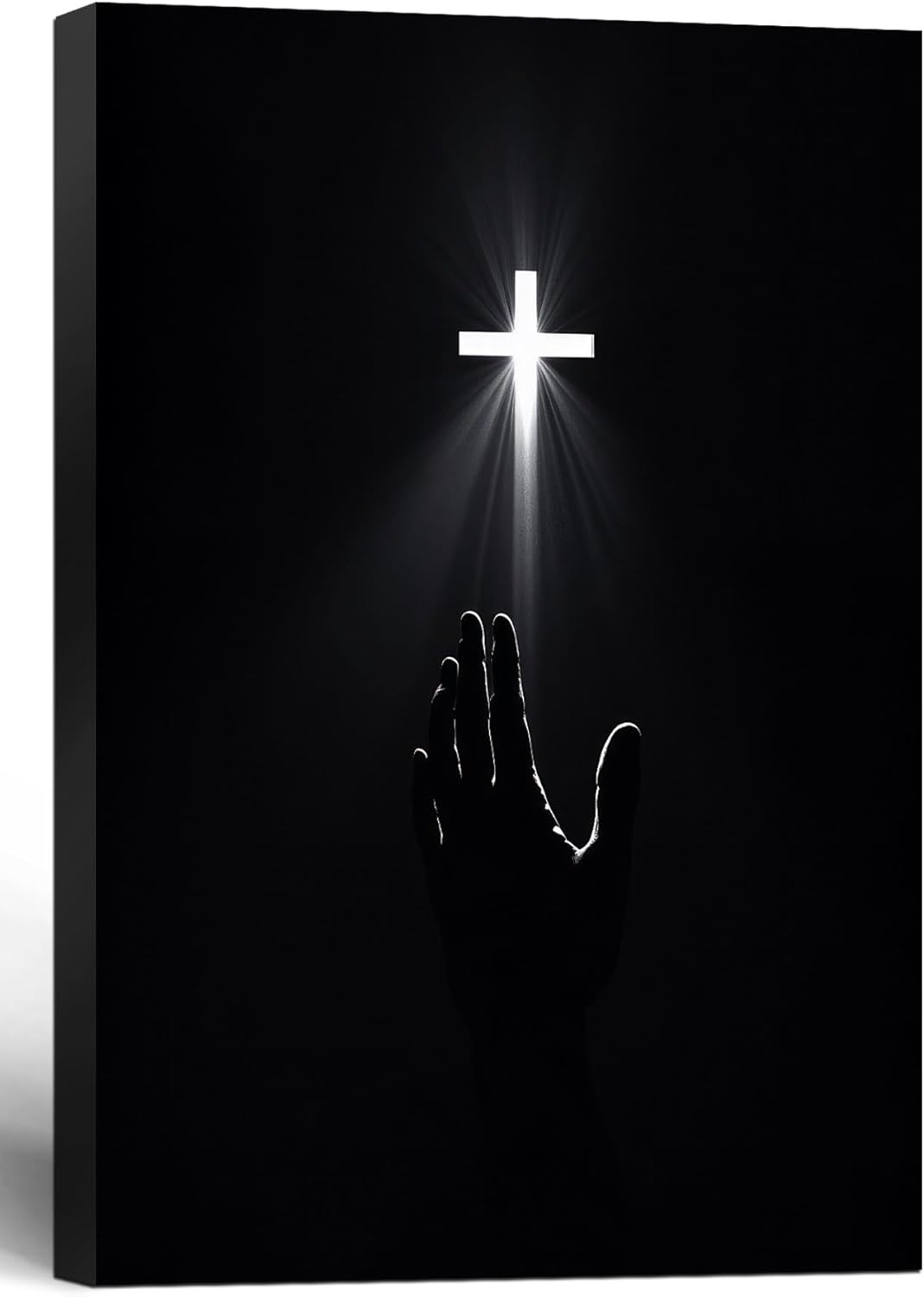 Framed Black Wall Art — 16" — Black Cross