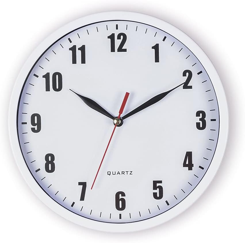 Black Wall Clock — 8" — 01 White