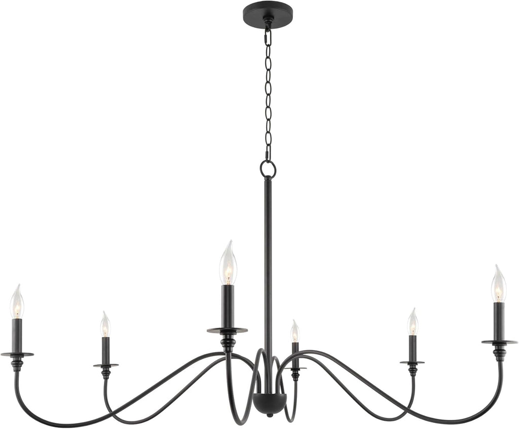 Farmhouse Black Chandelier — 6-Light — Black