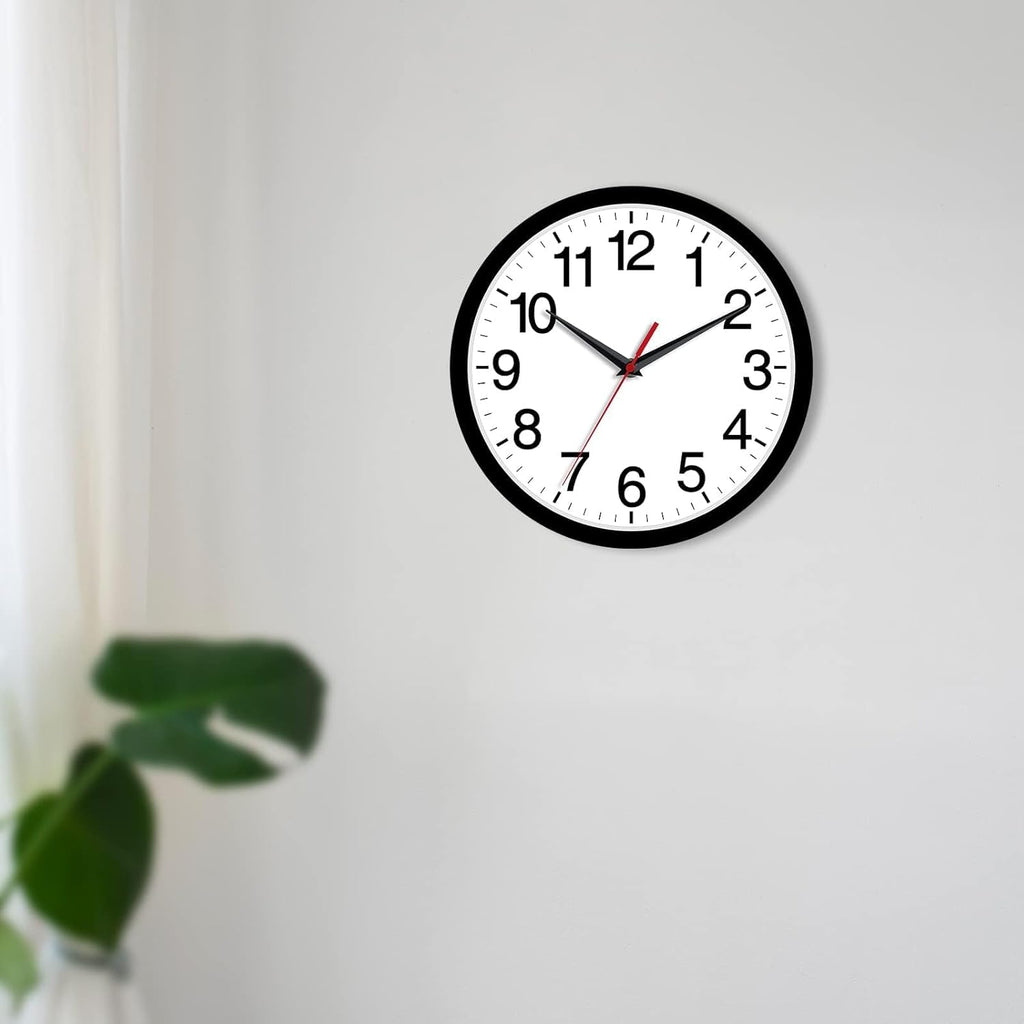 Battery Operated Modern Black Wall Clock — 14" - View 5