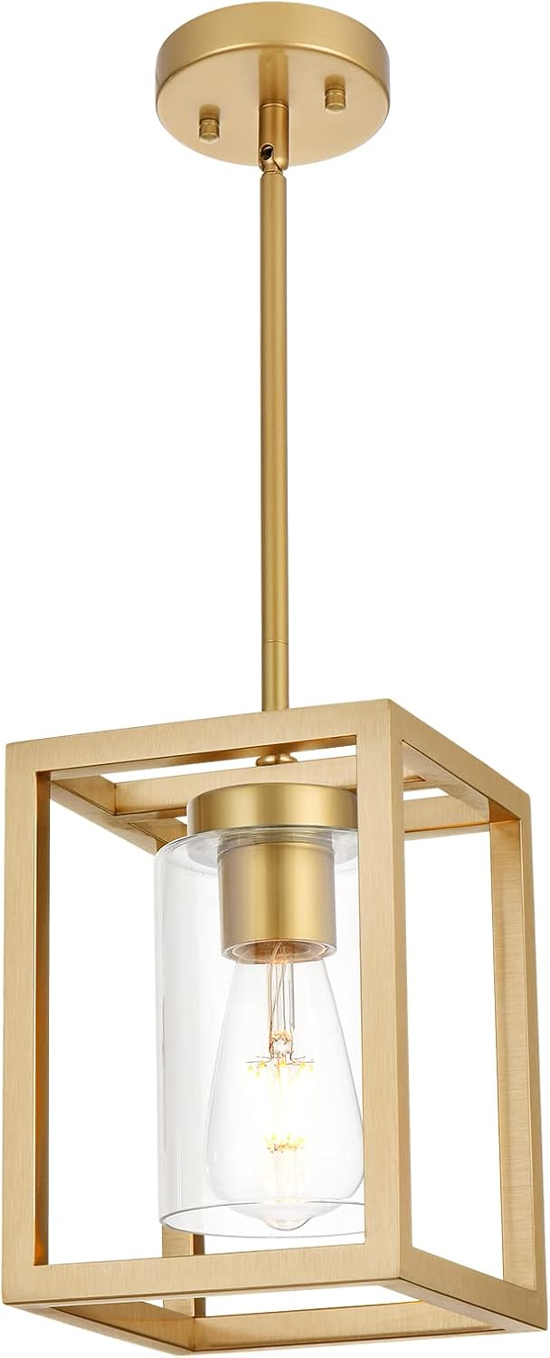 Modern Black Chandelier — 1-Light — Gold