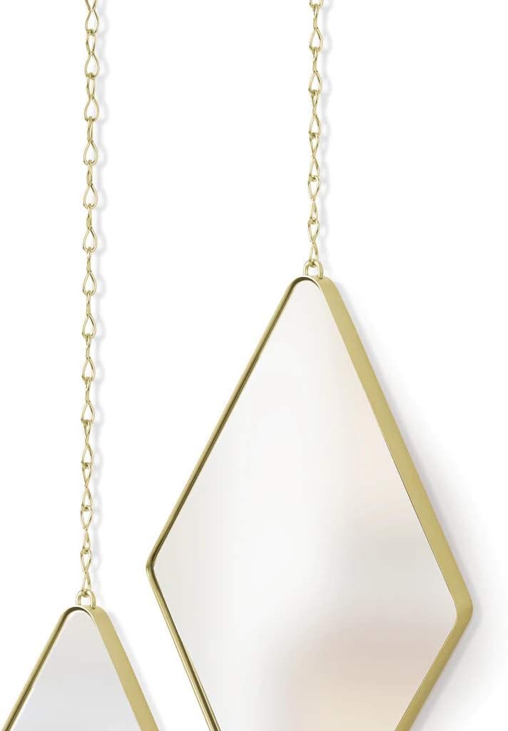 Beige Mirror — Set of 3 — Brass