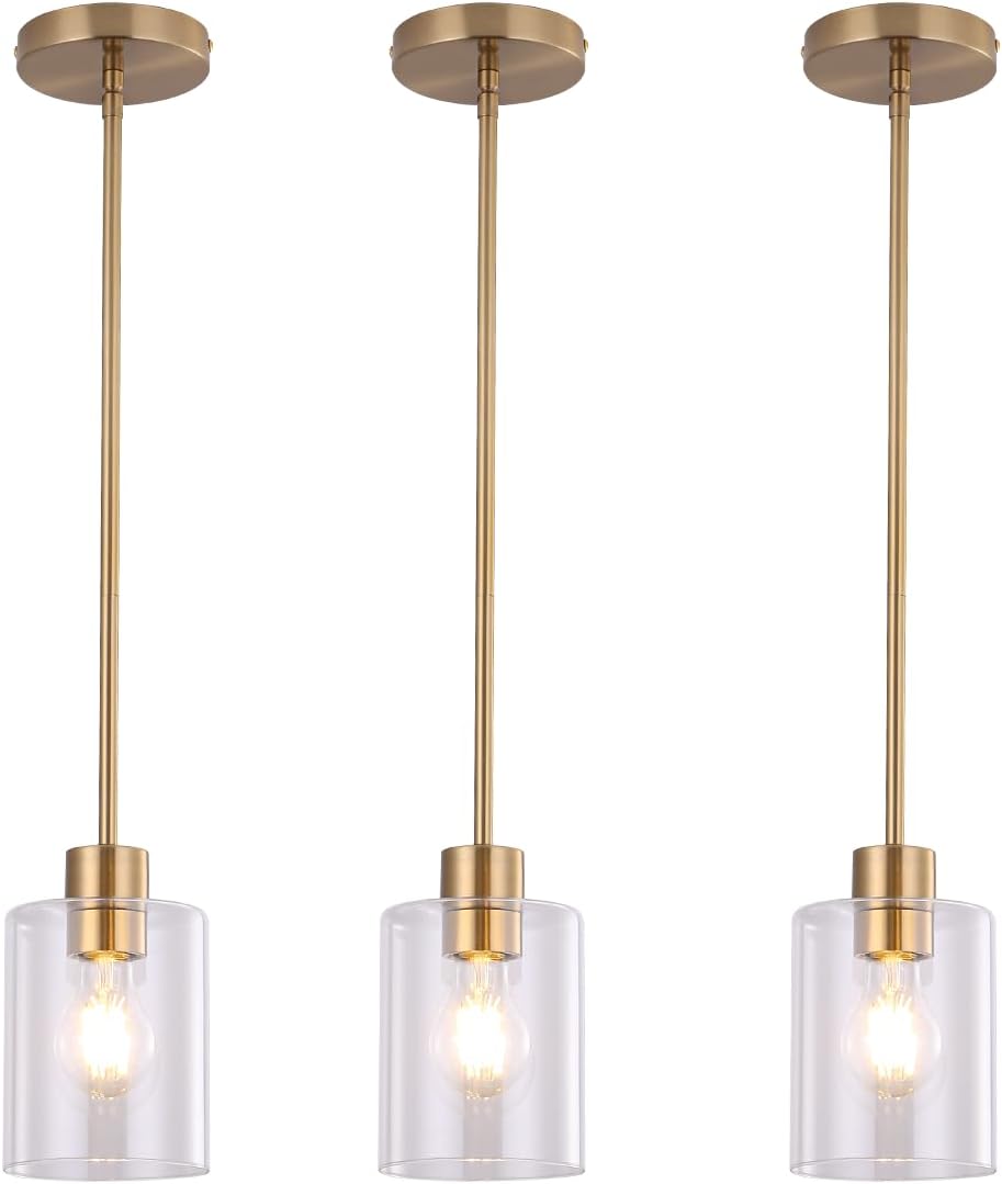 Farmhouse Black Pendant Light — Brass rod 3PK