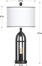 USB Farmhouse Black Bedside Lamp — 27" - View 8