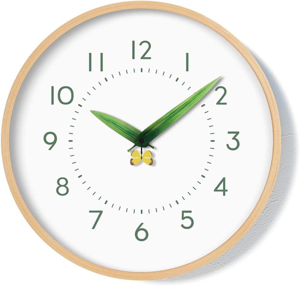 Battery Operated Beige Wall Clock — Butterfly