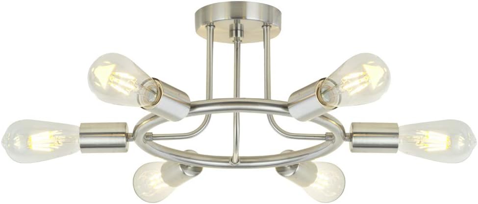 Vintage Mid-Century Black Chandelier — 10-Light — Brushed Nickel