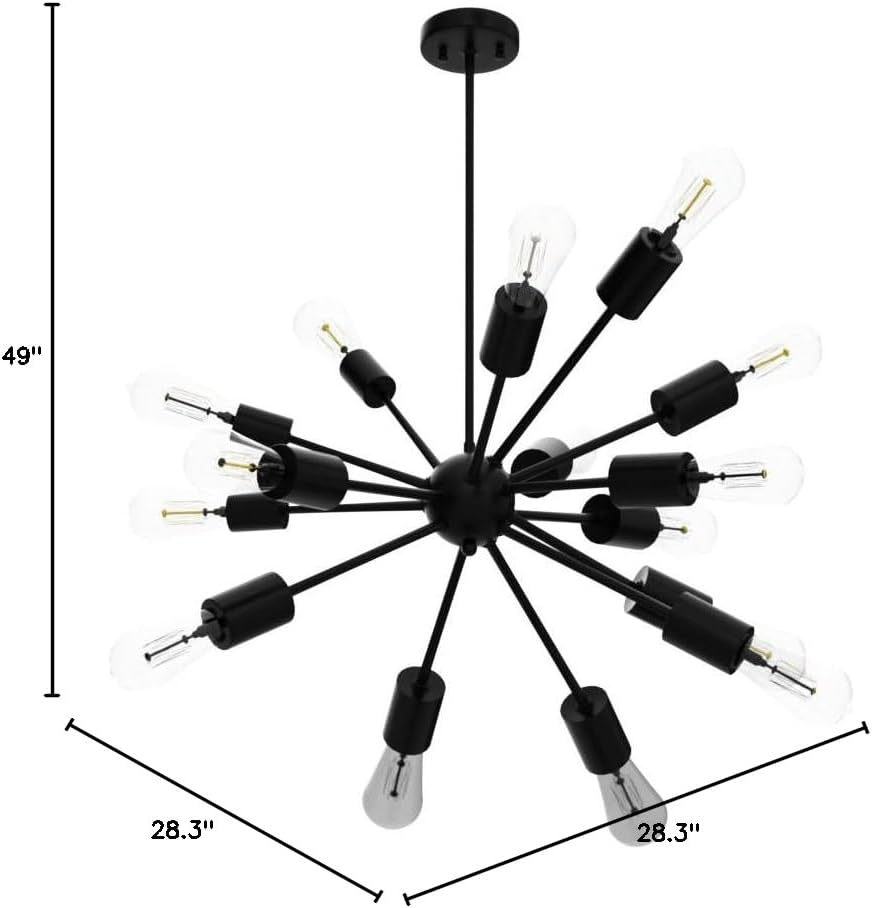 Vintage Farmhouse Black Chandelier — 12-Light - View 10