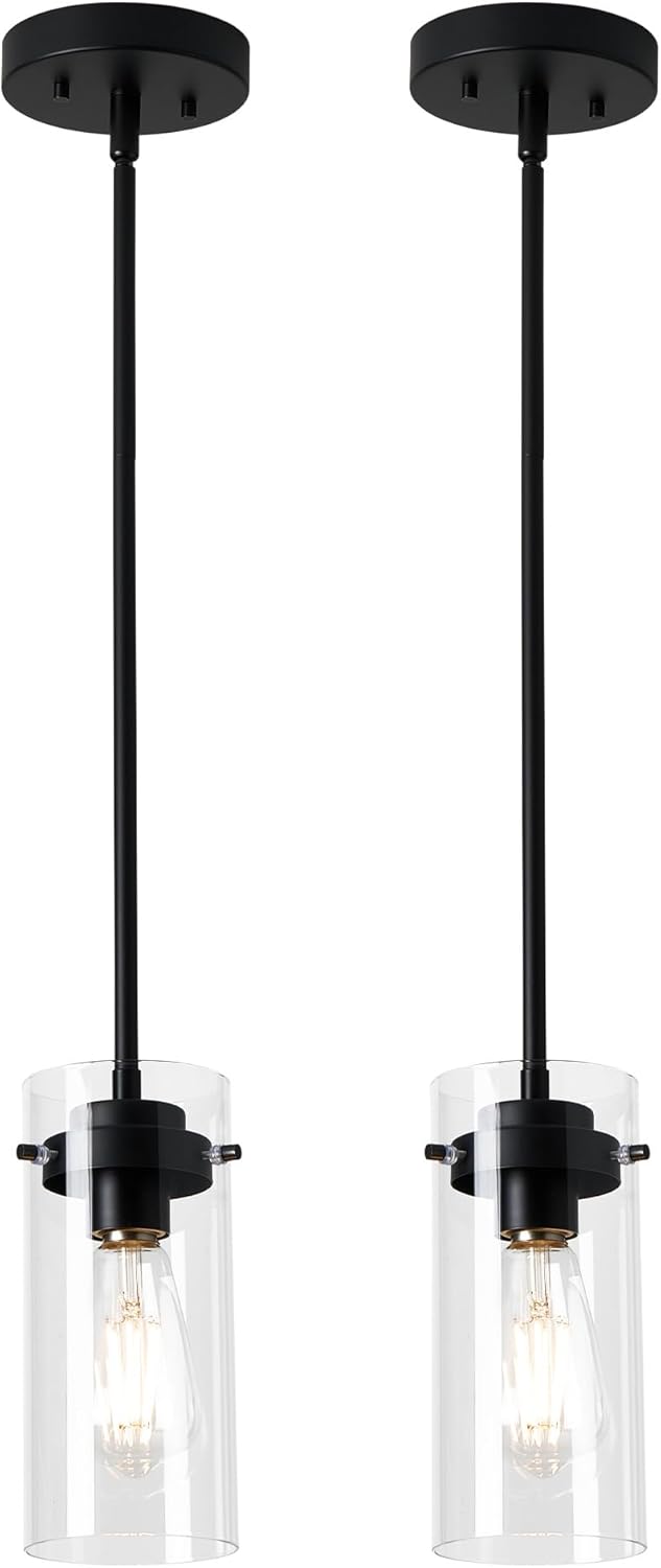 Adjustable Farmhouse Black Pendant Light — Black 2 Pack