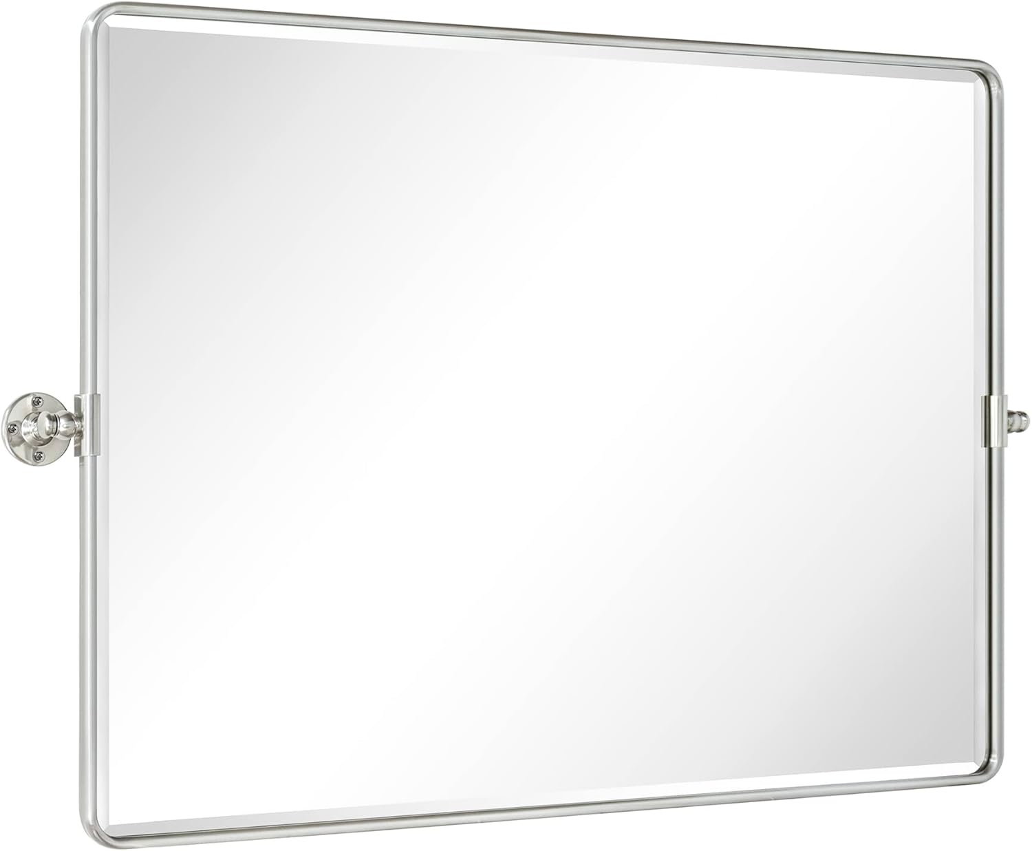 Framed Farmhouse Black Vanity Mirror — 24" — Brush Nickel