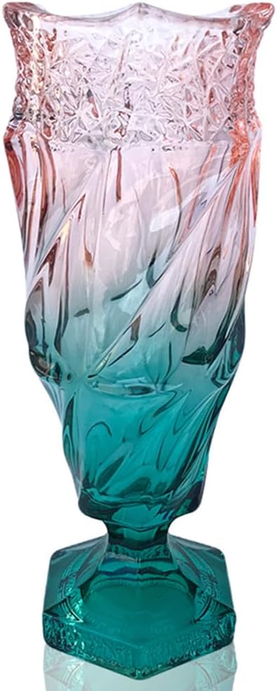Boho Blue Flower Vase — 5" — Green Pink