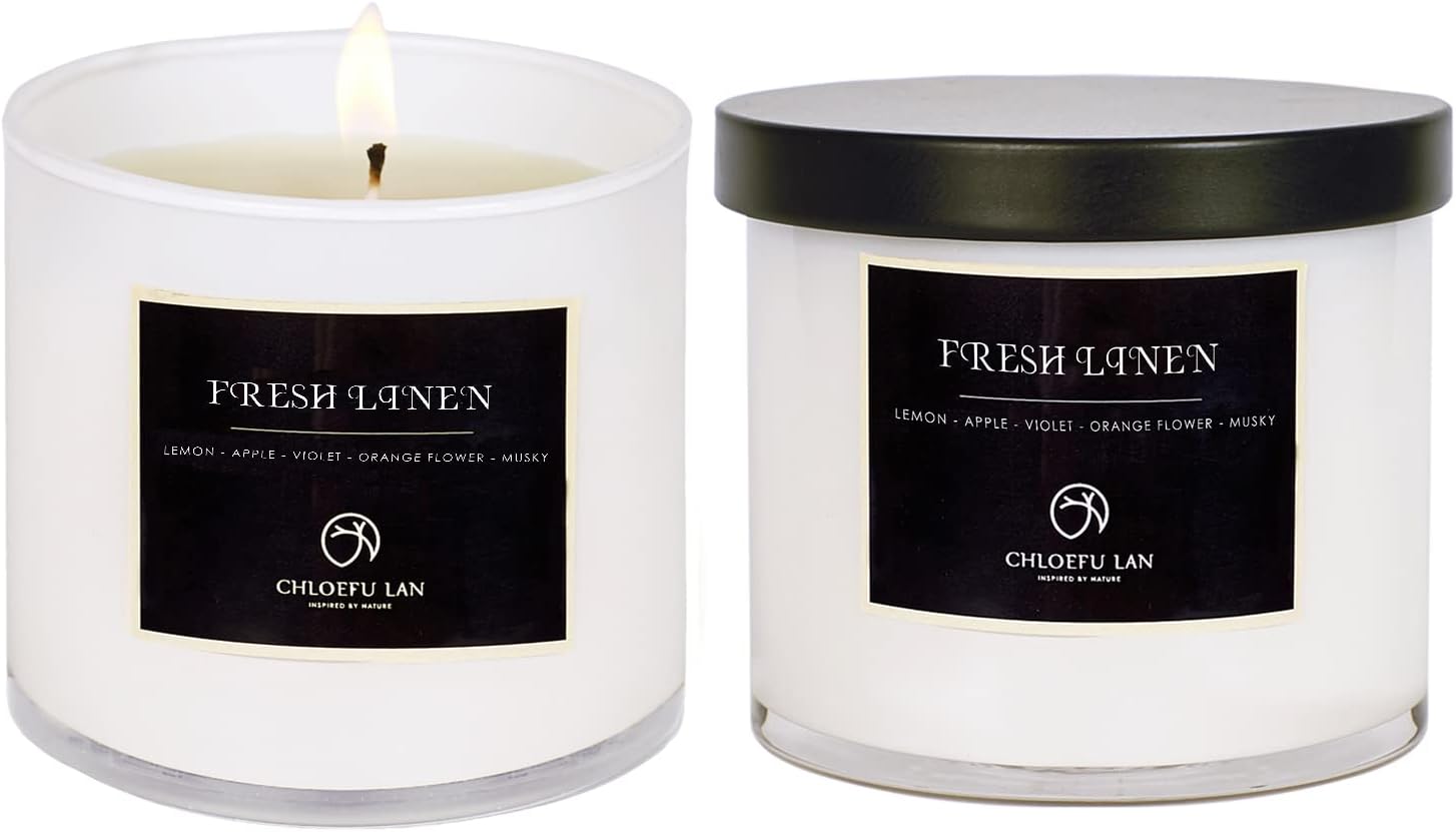 Soy Wax Luxe Beige Scented Candle — Fresh Linen+Fresh Linen