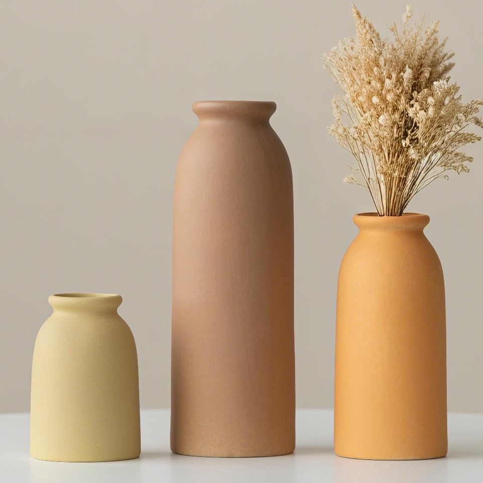 Boho Beige Flower Vase — Brown Mix