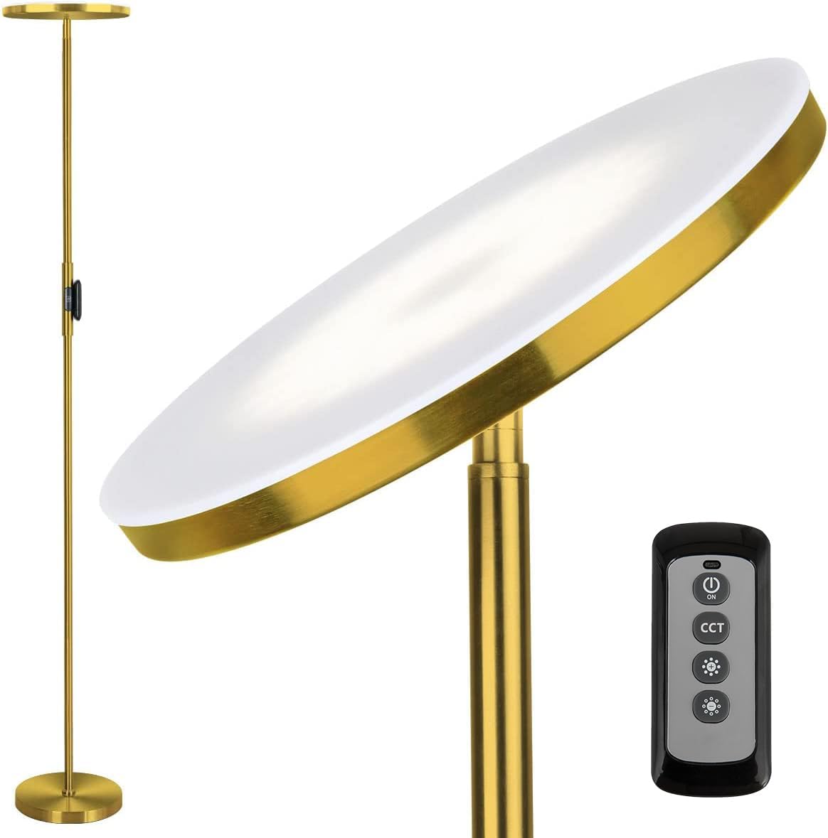 Dimmable Modern Black Floor Lamp — 69" — Brushed Gold