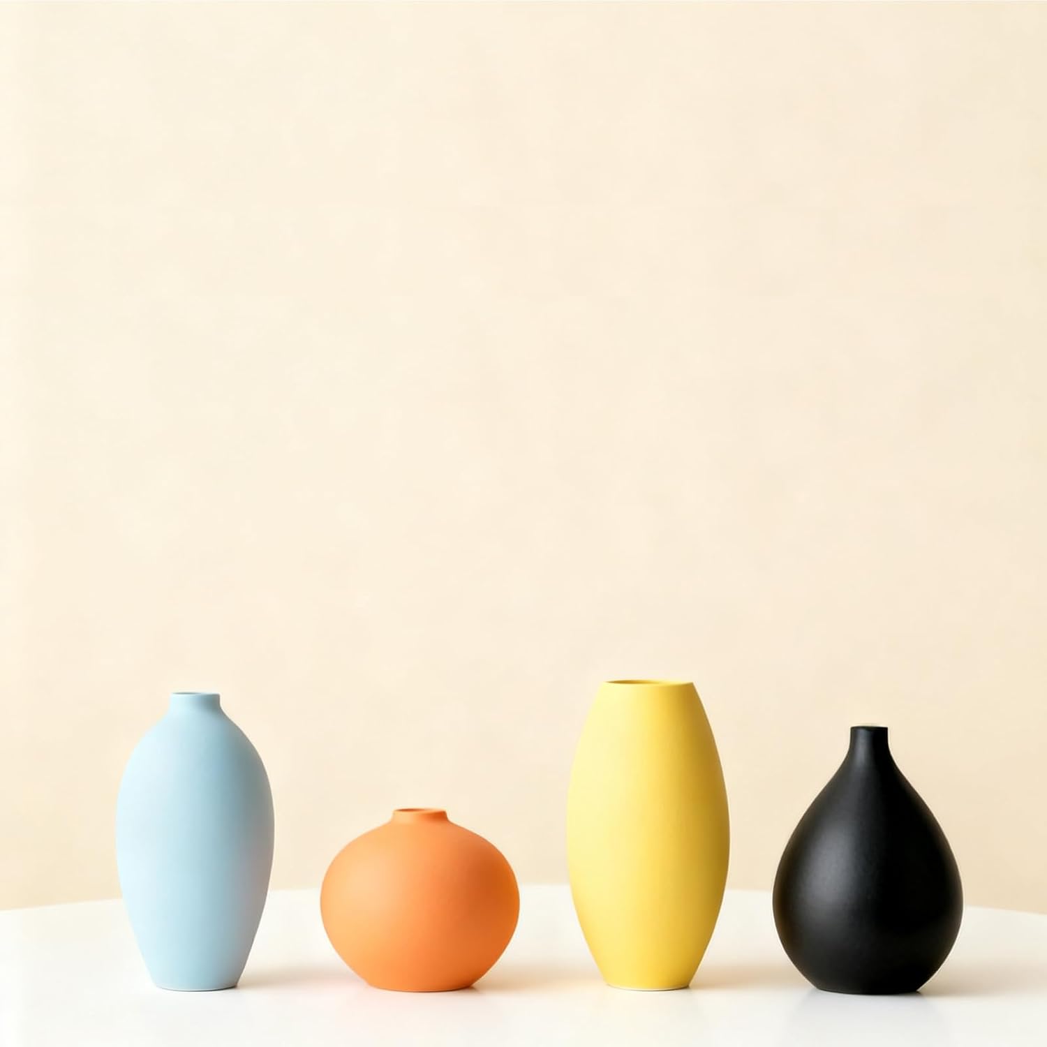 Round Boho Ceramic Vase Set — Set of 4 — Vase Set 4 S2