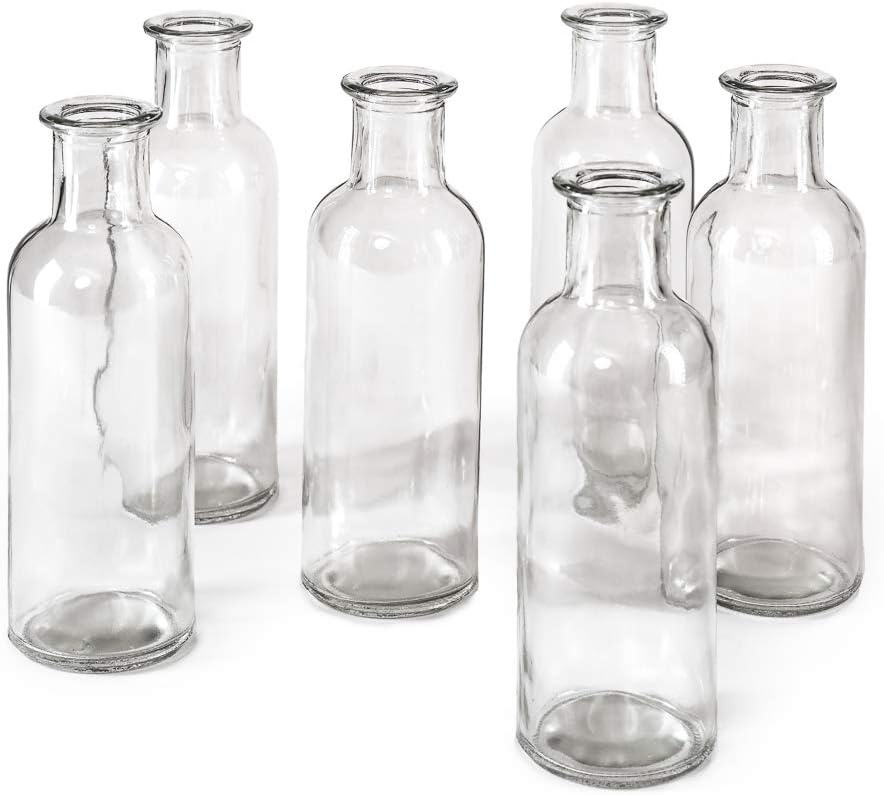 Blue Flower Vase — Clear, Medium, Set of 6