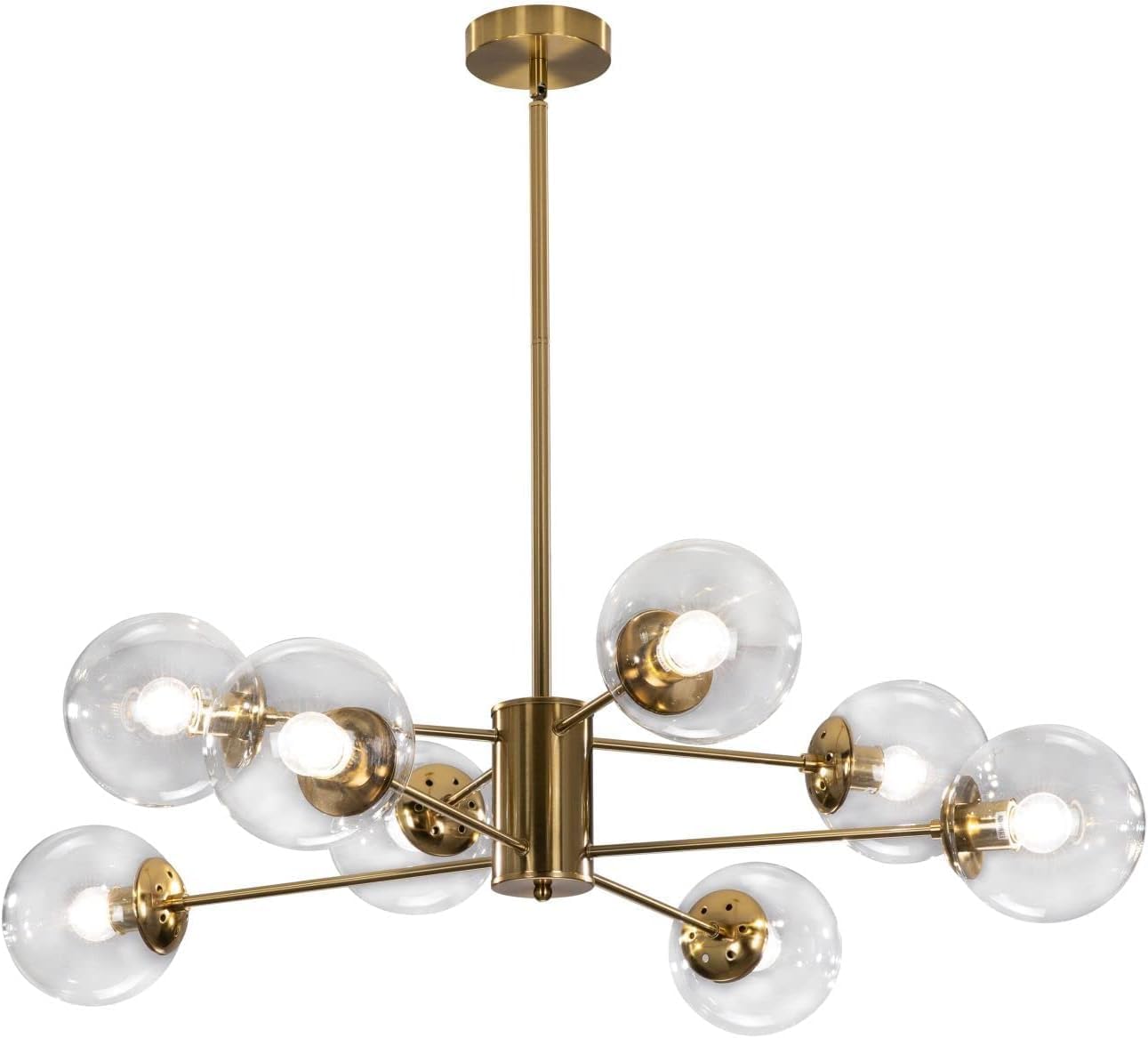 Mid-Century Black Chandelier — 8-Light — 8-Light(Gold+Clear)