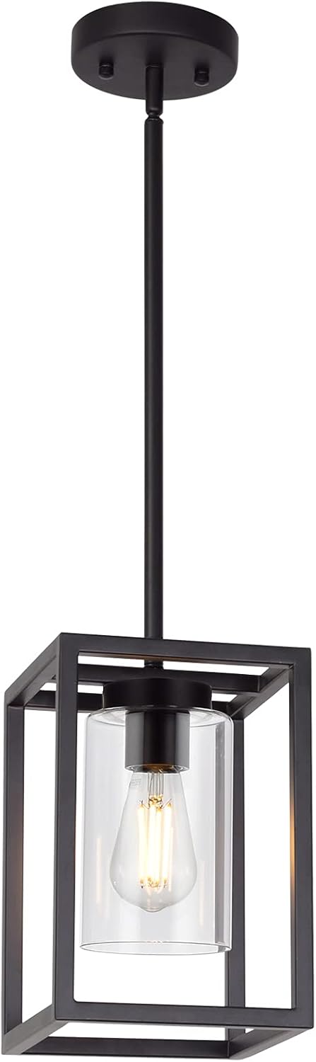 Modern Black Chandelier — 1-Light — Black