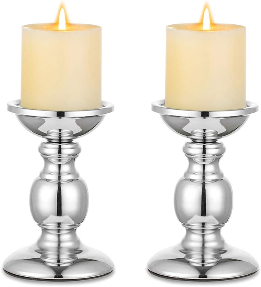 Vintage Luxe Black Pillar Candle — Silver