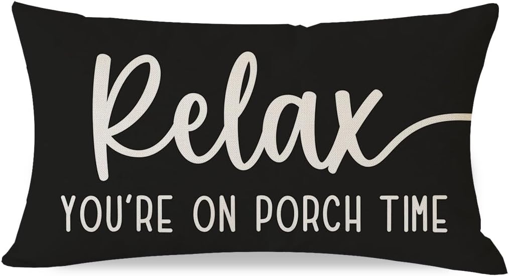 Lumbar Boho Beige Throw Pillow Cover — 20" — Black