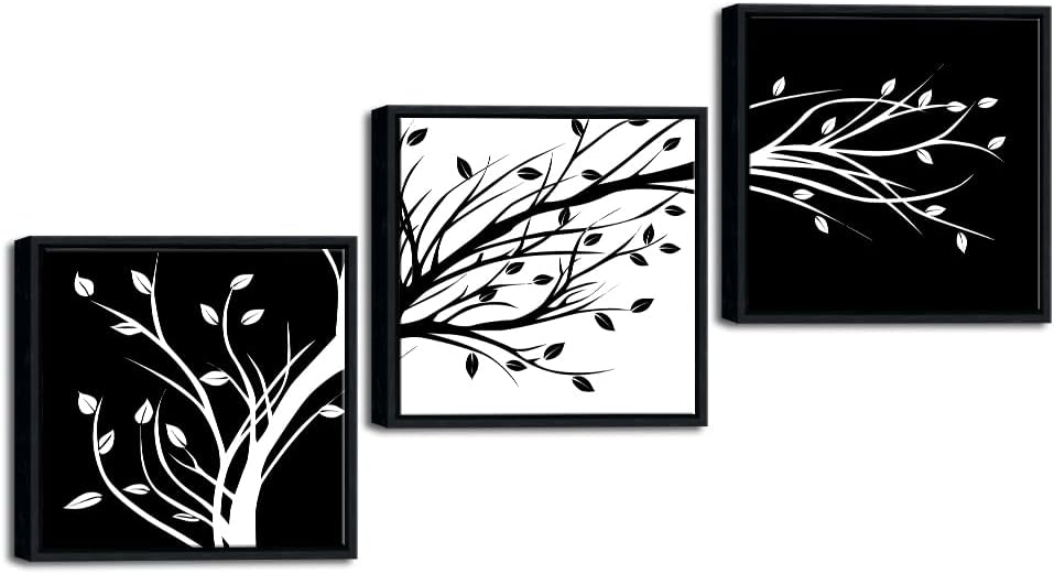 Framed Modern Metal Canvas Wall Art — 12" — Black Frame