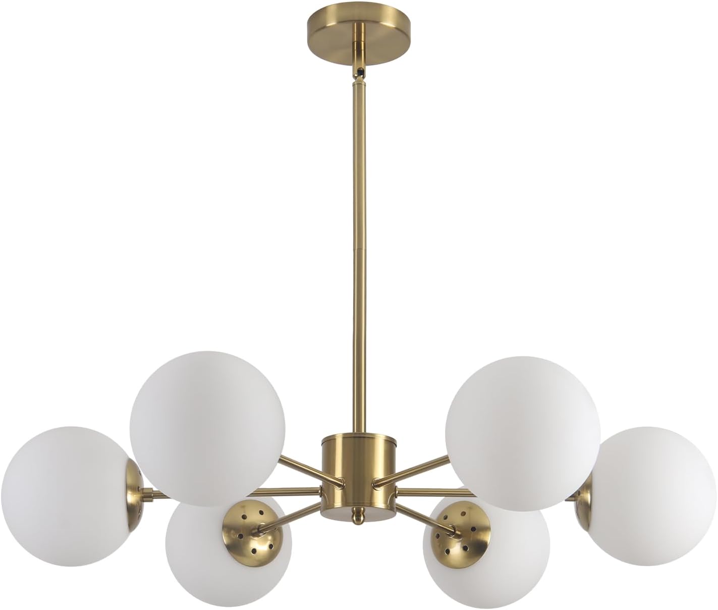 Mid-Century Black Chandelier — 8-Light — 6-Light(Gold+White)