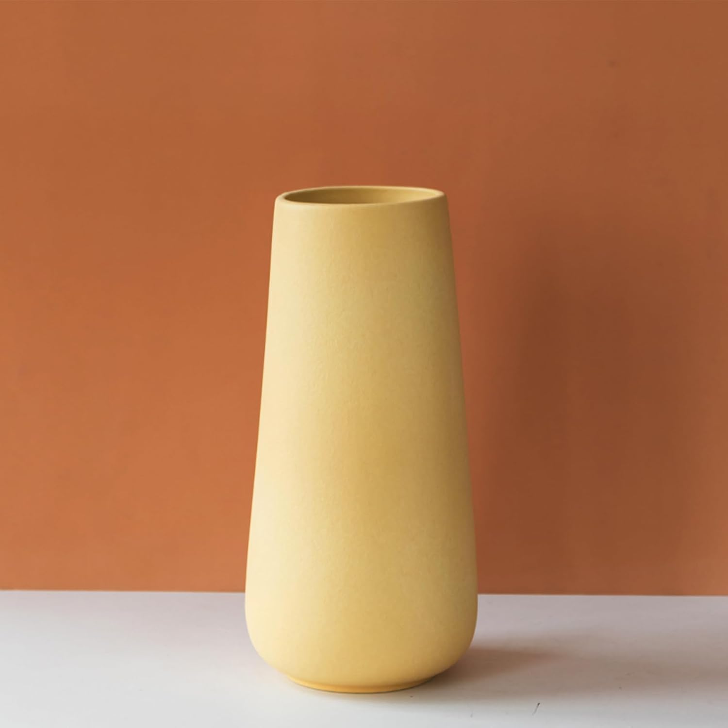 Modern Blue Vase — 7.7" — Yellow
