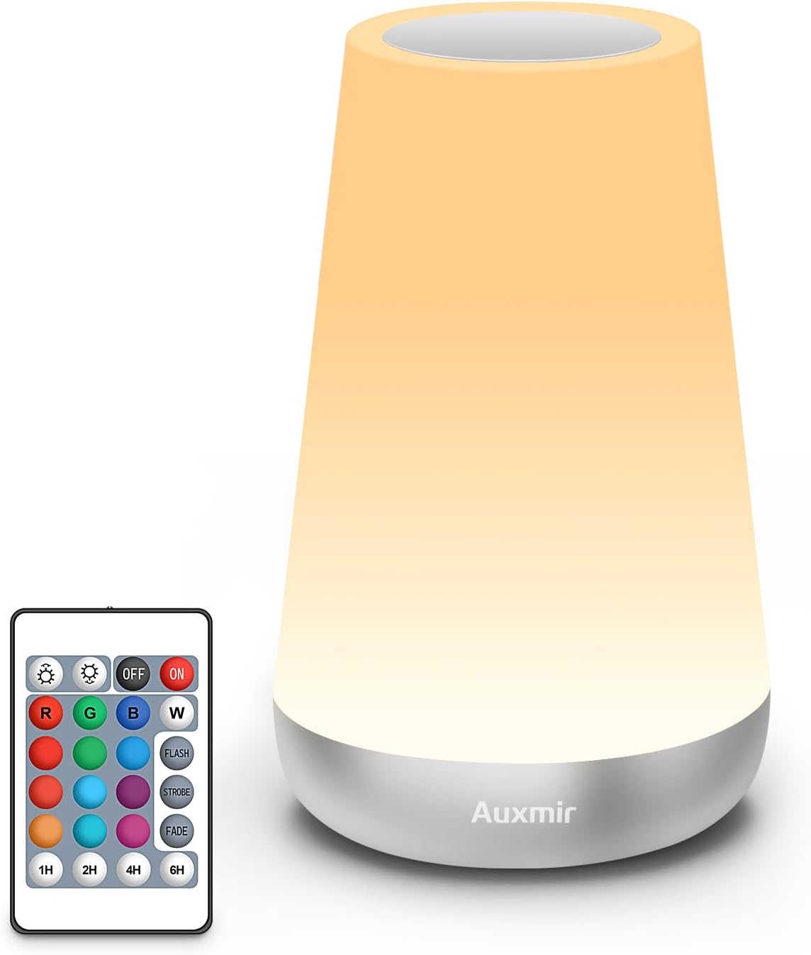 Rechargeable Brown Bedside Lamp — Silver