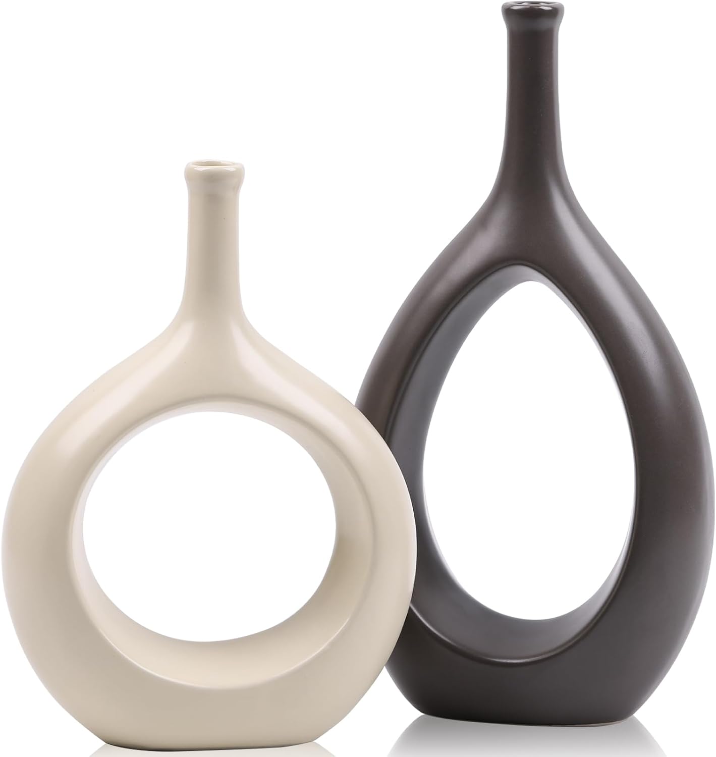 Farmhouse Beige Flower Vase — Beige and Brown