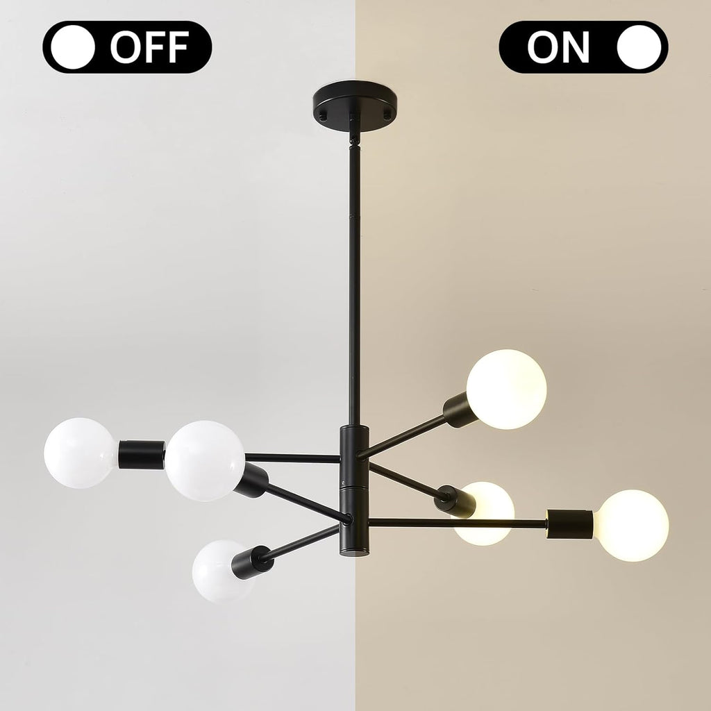 Adjustable Farmhouse Black Chandelier — 6-Light - View 7