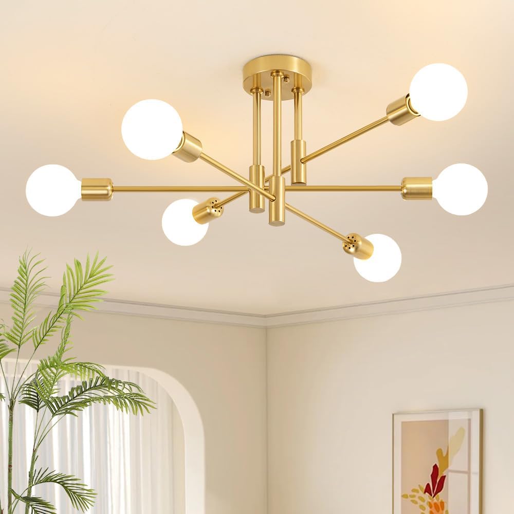 Luxe Black Chandelier — 6-Light — Gold