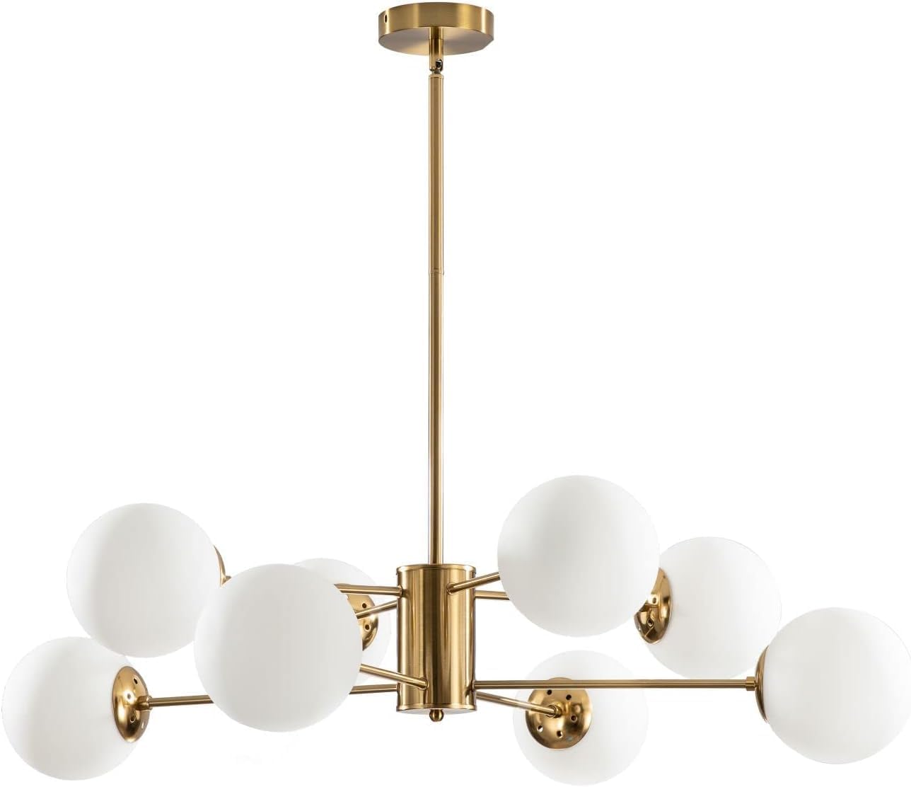 Mid-Century Black Chandelier — 8-Light — 1-8-Light(Gold+White)