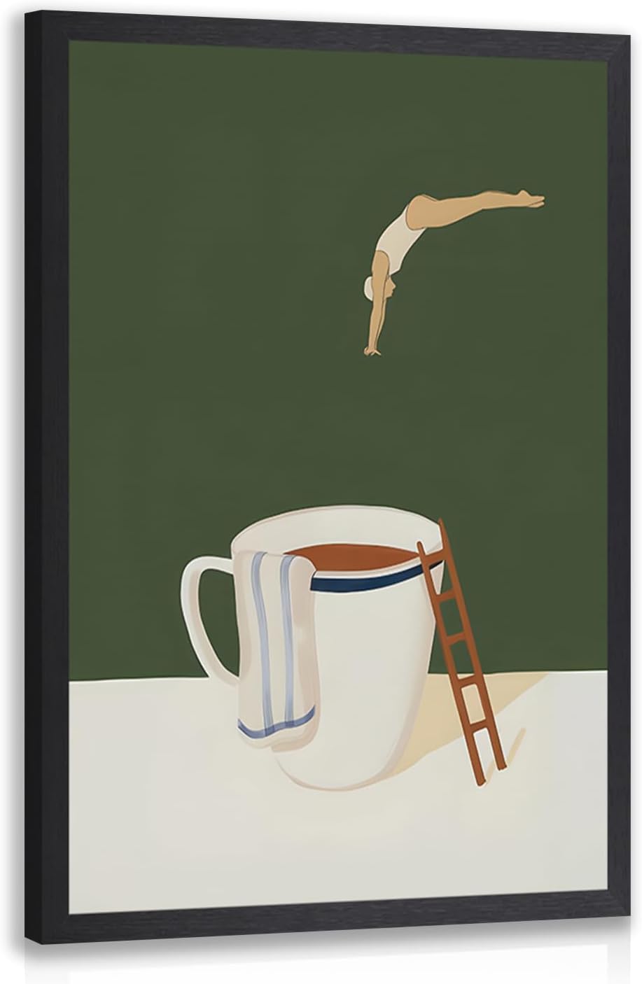 Framed Beige Wall Decor — 10" — DarkGreen(Wood)
