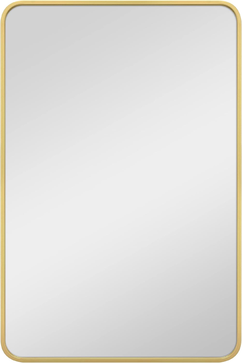 Round Modern Black Mirror — 26" — Brass