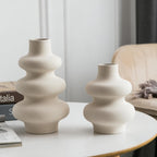 Round Boho Beige Flower Vase — Set of 2 - View 3