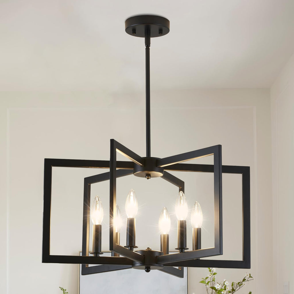 Farmhouse Black Chandelier — 6-Light