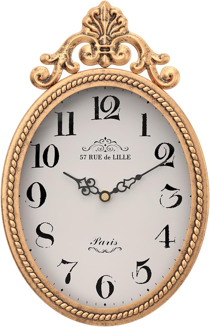 Battery Operated Boho Gold Wall Clock — 10.4" — Antique Gold