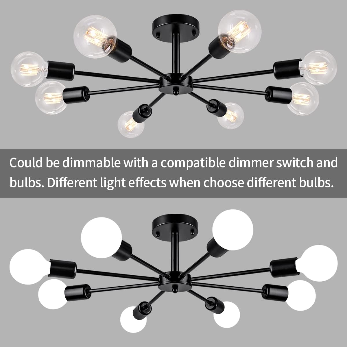 Modern Metal Chandelier — 8-Light - View 5