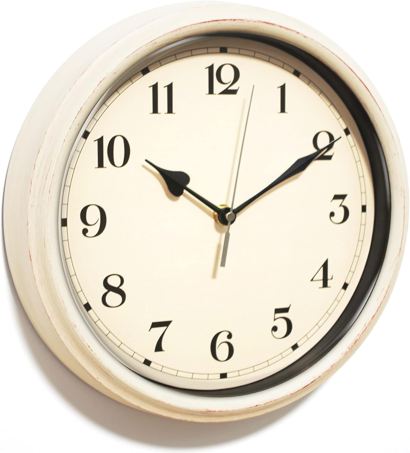 Battery Operated Farmhouse Blue Wall Clock — 11" — White